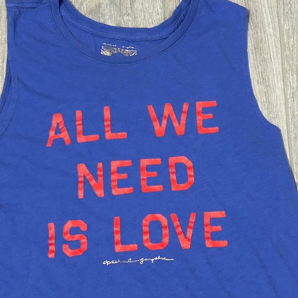 Spiritual Gangster Tops - Women's Spiritual Gangster All We Need is Love Blue Tank - SMALL